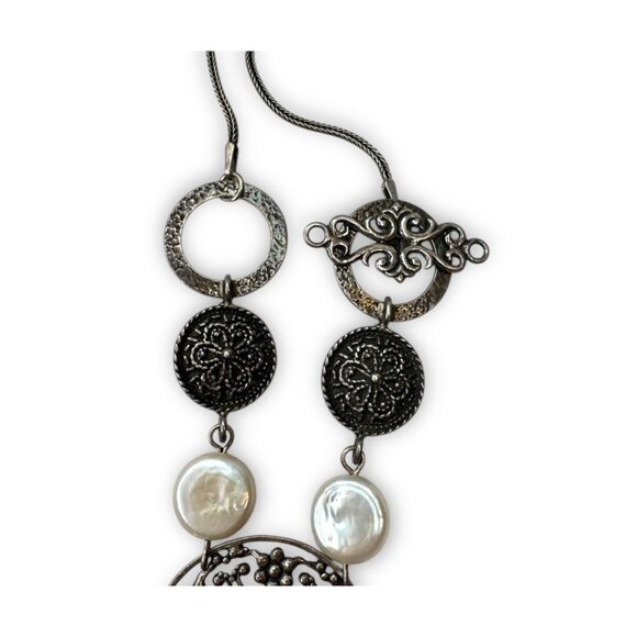 Neta Wolpe Handmade Coin Pearl Sterling Silver Necklace - Picture 8 of 10
